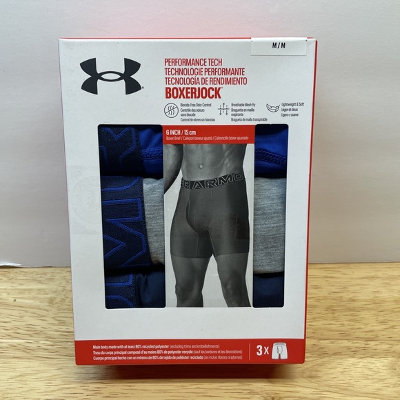 Under Armour Other - Under Armour 3 Men's Performance Tech Boxerjocks  Medium (31-34)  Blue/Gray